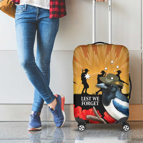Australia Magpie ANZAC Day Luggage Cover Rising Sun 25th April Poppy Golden Wattle - Aussie Hoodie