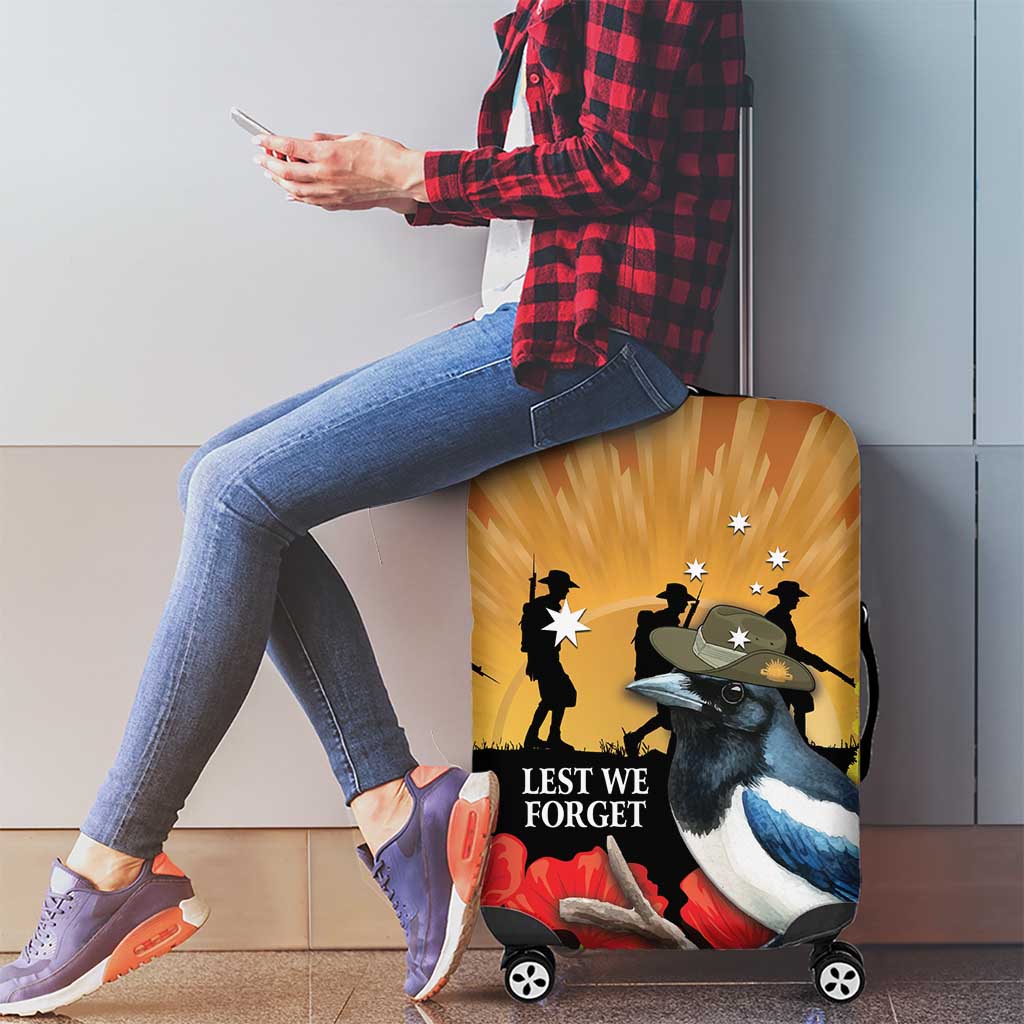 Australia Magpie ANZAC Day Luggage Cover Rising Sun 25th April Poppy Golden Wattle - Aussie Hoodie