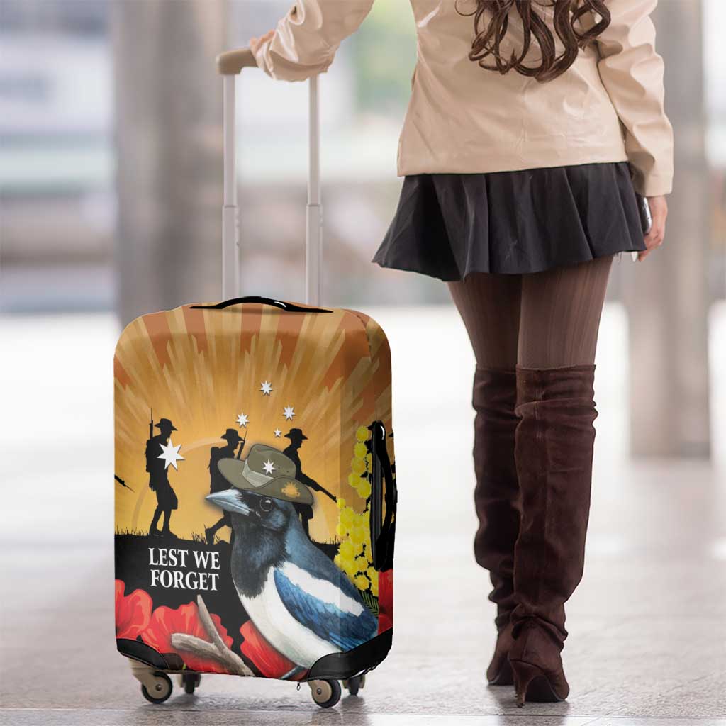 Australia Magpie ANZAC Day Luggage Cover Rising Sun 25th April Poppy Golden Wattle - Aussie Hoodie
