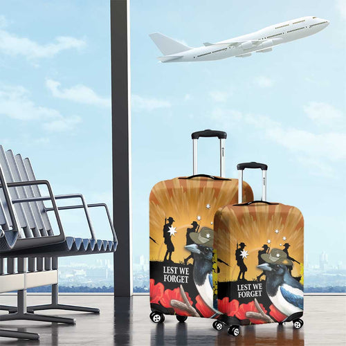 Australia Magpie ANZAC Day Luggage Cover Rising Sun 25th April Poppy Golden Wattle - Aussie Hoodie