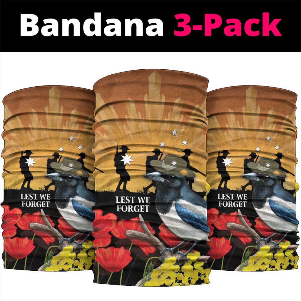 Australia Magpie ANZAC Day Neck Gaiter Rising Sun 25th April Poppy Golden Wattle - Aussie Hoodie