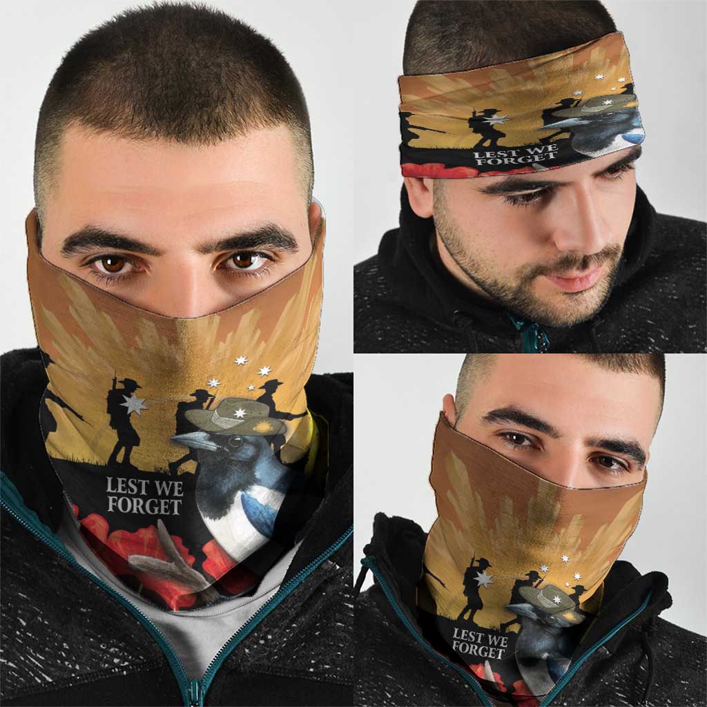 Australia Magpie ANZAC Day Neck Gaiter Rising Sun 25th April Poppy Golden Wattle - Aussie Hoodie