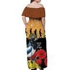 Australia Magpie ANZAC Day Off Shoulder Maxi Dress Rising Sun 25th April Poppy Golden Wattle - Aussie Hoodie