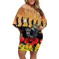 Australia Magpie ANZAC Day Off Shoulder Short Dress Rising Sun 25th April Poppy Golden Wattle - Aussie Hoodie