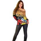 Australia Magpie ANZAC Day Off Shoulder Sweater Rising Sun 25th April Poppy Golden Wattle - Aussie Hoodie