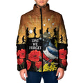 Australia Magpie ANZAC Day Padded Jacket Rising Sun 25th April Poppy Golden Wattle - Aussie Hoodie