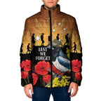 Australia Magpie ANZAC Day Padded Jacket Rising Sun 25th April Poppy Golden Wattle - Aussie Hoodie