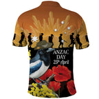 Australia Magpie ANZAC Day Polo Shirt Rising Sun 25th April Poppy Golden Wattle - Aussie Hoodie