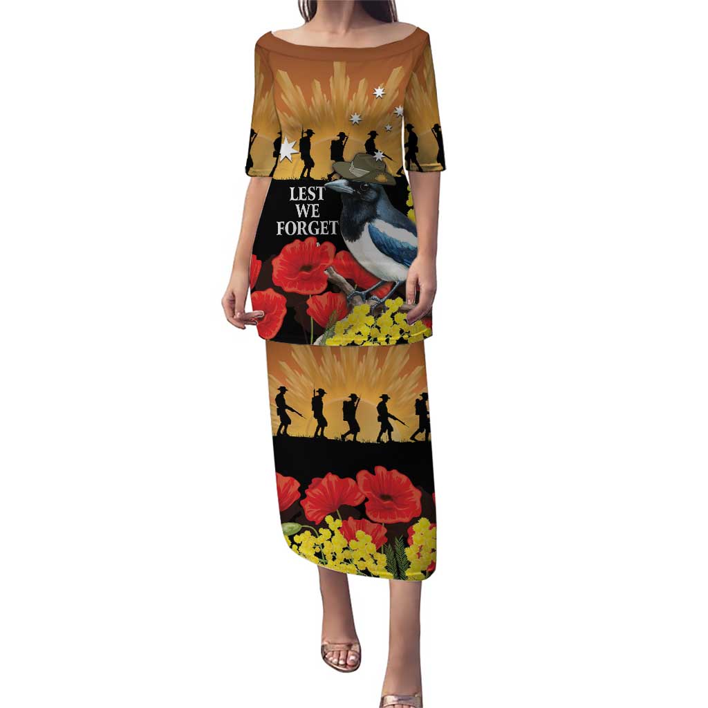Australia Magpie ANZAC Day Puletasi Rising Sun 25th April Poppy Golden Wattle - Aussie Hoodie