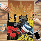 Australia Magpie ANZAC Day Puzzle Rising Sun 25th April Poppy Golden Wattle - Aussie Hoodie