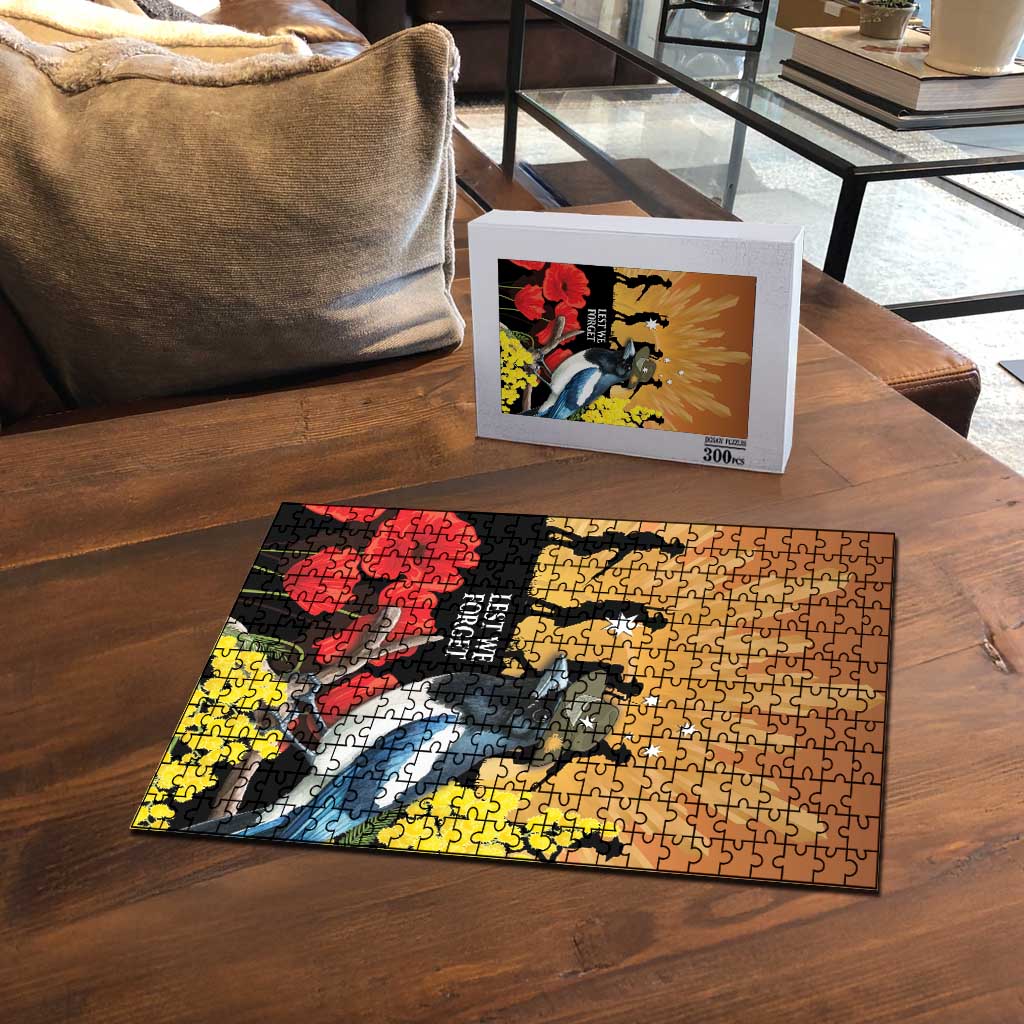 Australia Magpie ANZAC Day Puzzle Rising Sun 25th April Poppy Golden Wattle - Aussie Hoodie