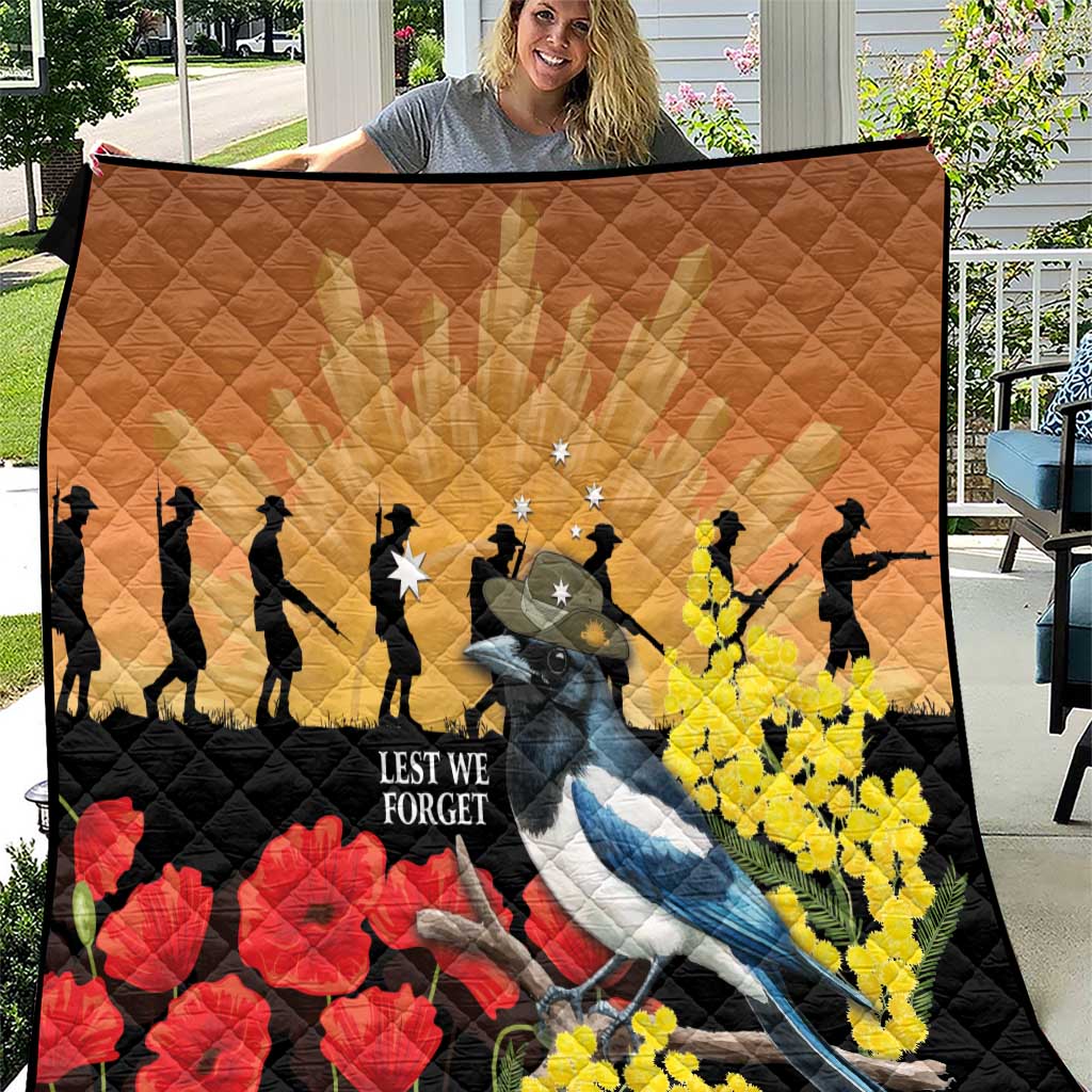 Australia Magpie ANZAC Day Quilt Rising Sun 25th April Poppy Golden Wattle - Aussie Hoodie