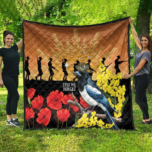 Australia Magpie ANZAC Day Quilt Rising Sun 25th April Poppy Golden Wattle - Aussie Hoodie