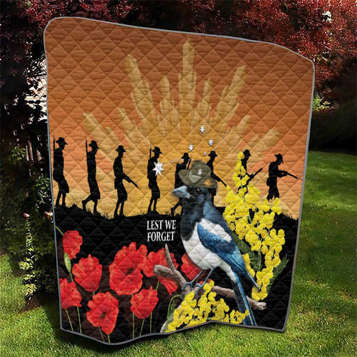 Australia Magpie ANZAC Day Quilt Rising Sun 25th April Poppy Golden Wattle - Aussie Hoodie
