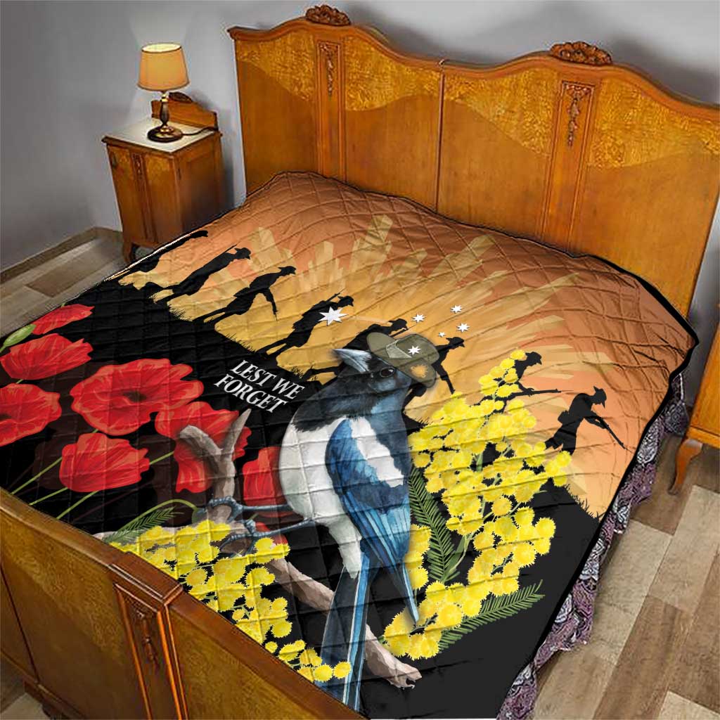 Australia Magpie ANZAC Day Quilt Rising Sun 25th April Poppy Golden Wattle - Aussie Hoodie