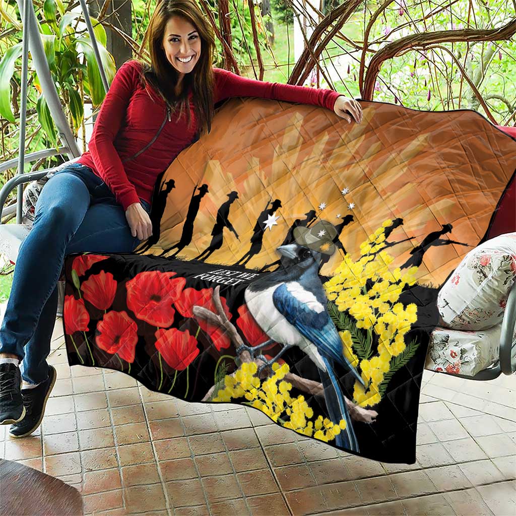 Australia Magpie ANZAC Day Quilt Rising Sun 25th April Poppy Golden Wattle - Aussie Hoodie