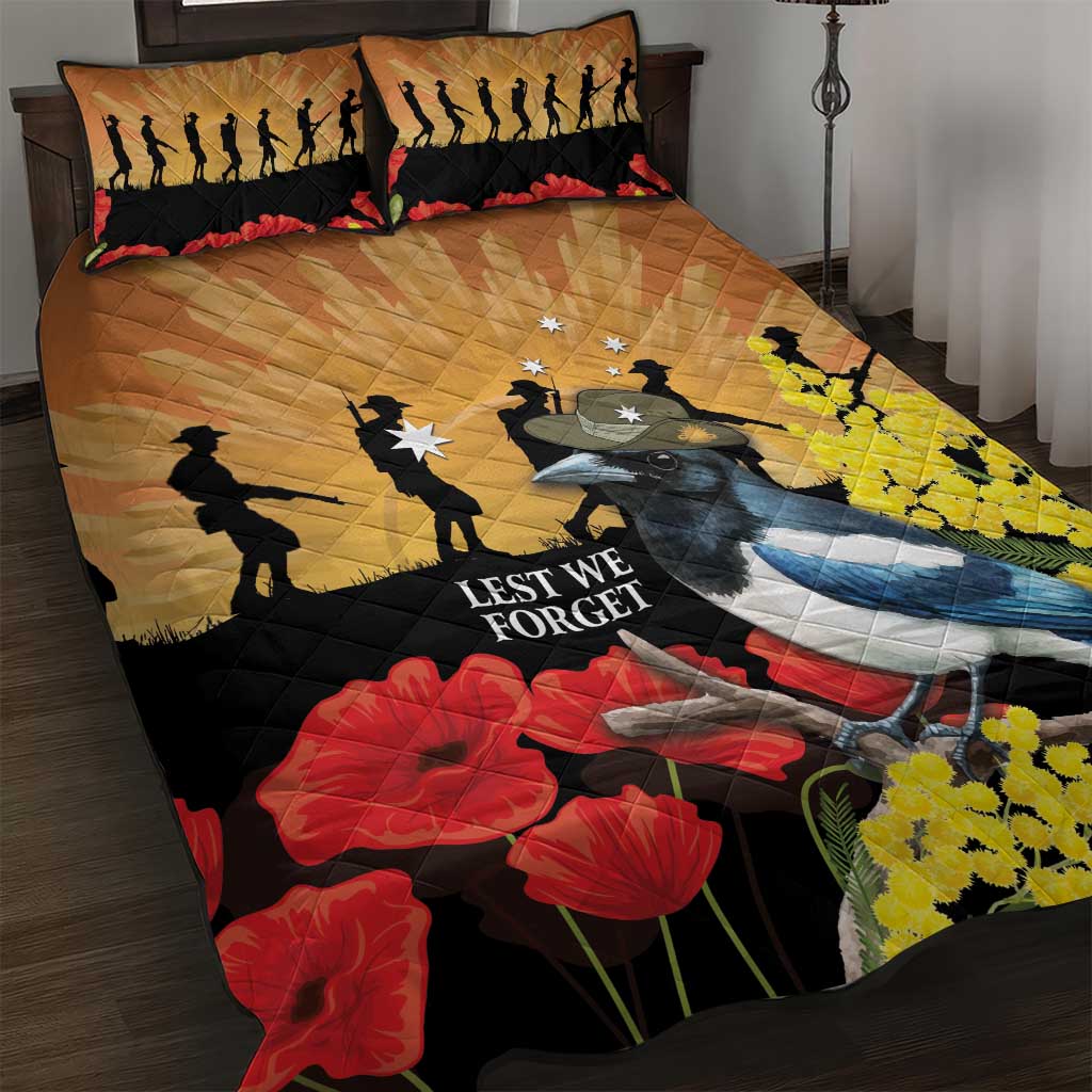 Australia Magpie ANZAC Day Quilt Bed Set Rising Sun 25th April Poppy Golden Wattle - Aussie Hoodie
