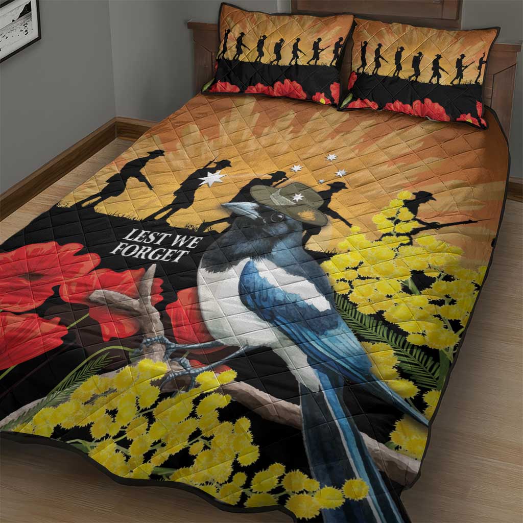 Australia Magpie ANZAC Day Quilt Bed Set Rising Sun 25th April Poppy Golden Wattle - Aussie Hoodie