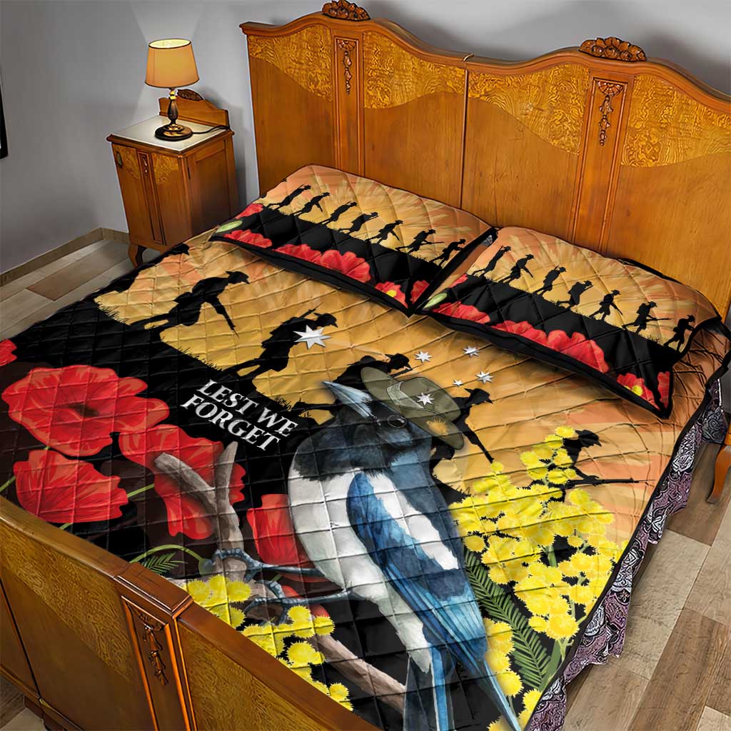 Australia Magpie ANZAC Day Quilt Bed Set Rising Sun 25th April Poppy Golden Wattle - Aussie Hoodie