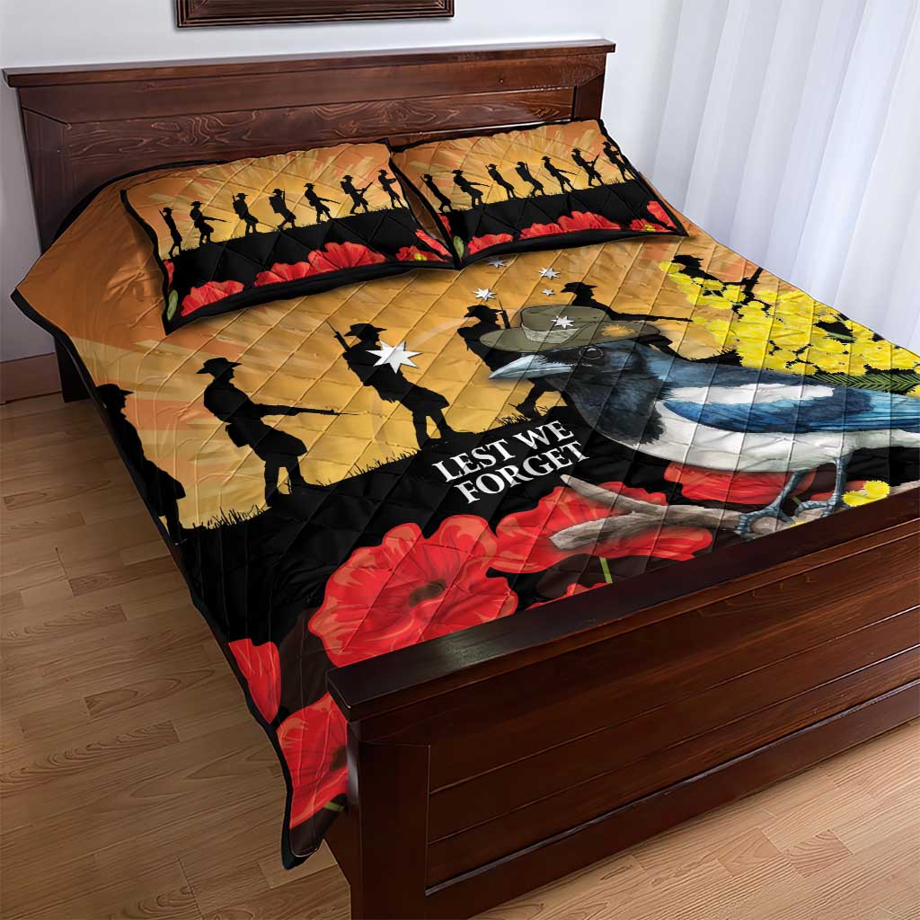 Australia Magpie ANZAC Day Quilt Bed Set Rising Sun 25th April Poppy Golden Wattle - Aussie Hoodie