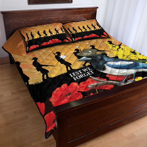 Australia Magpie ANZAC Day Quilt Bed Set Rising Sun 25th April Poppy Golden Wattle - Aussie Hoodie