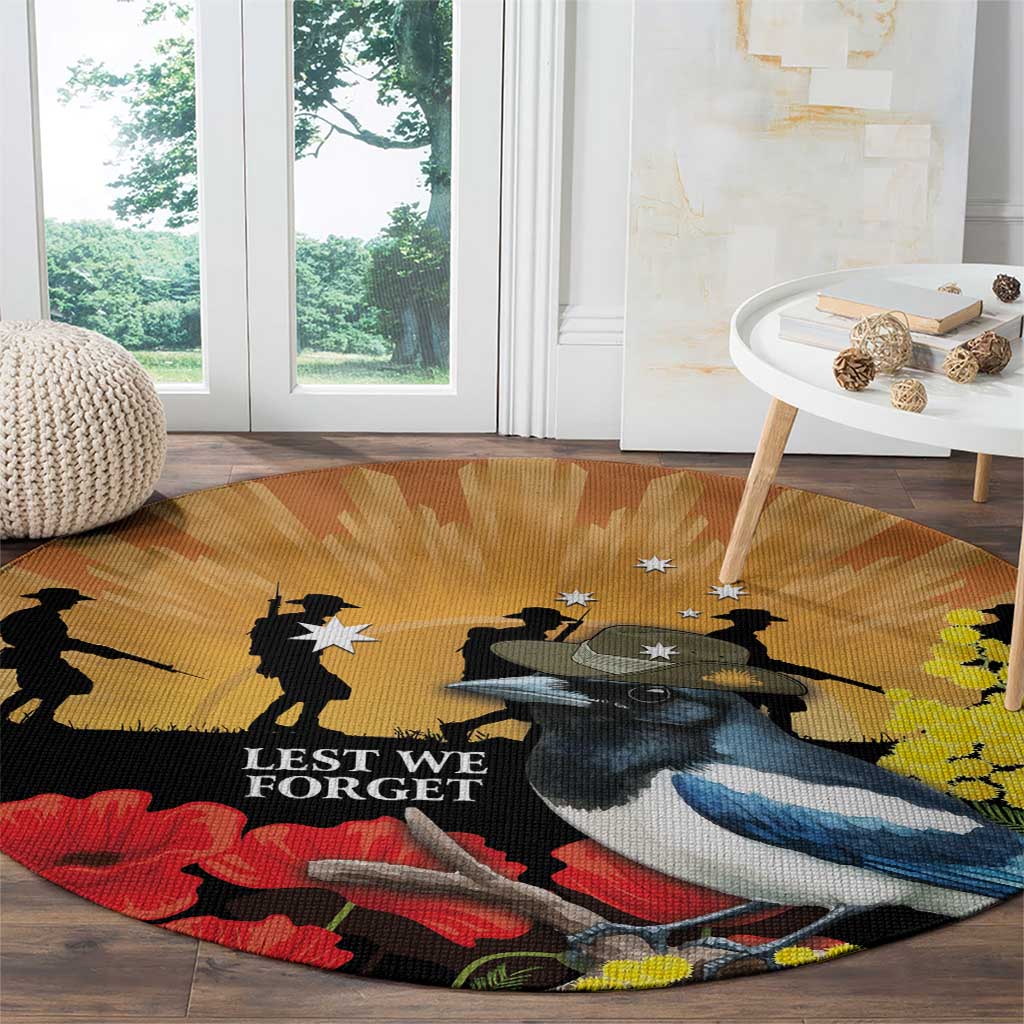 Australia Magpie ANZAC Day Round Carpet Rising Sun 25th April Poppy Golden Wattle - Aussie Hoodie