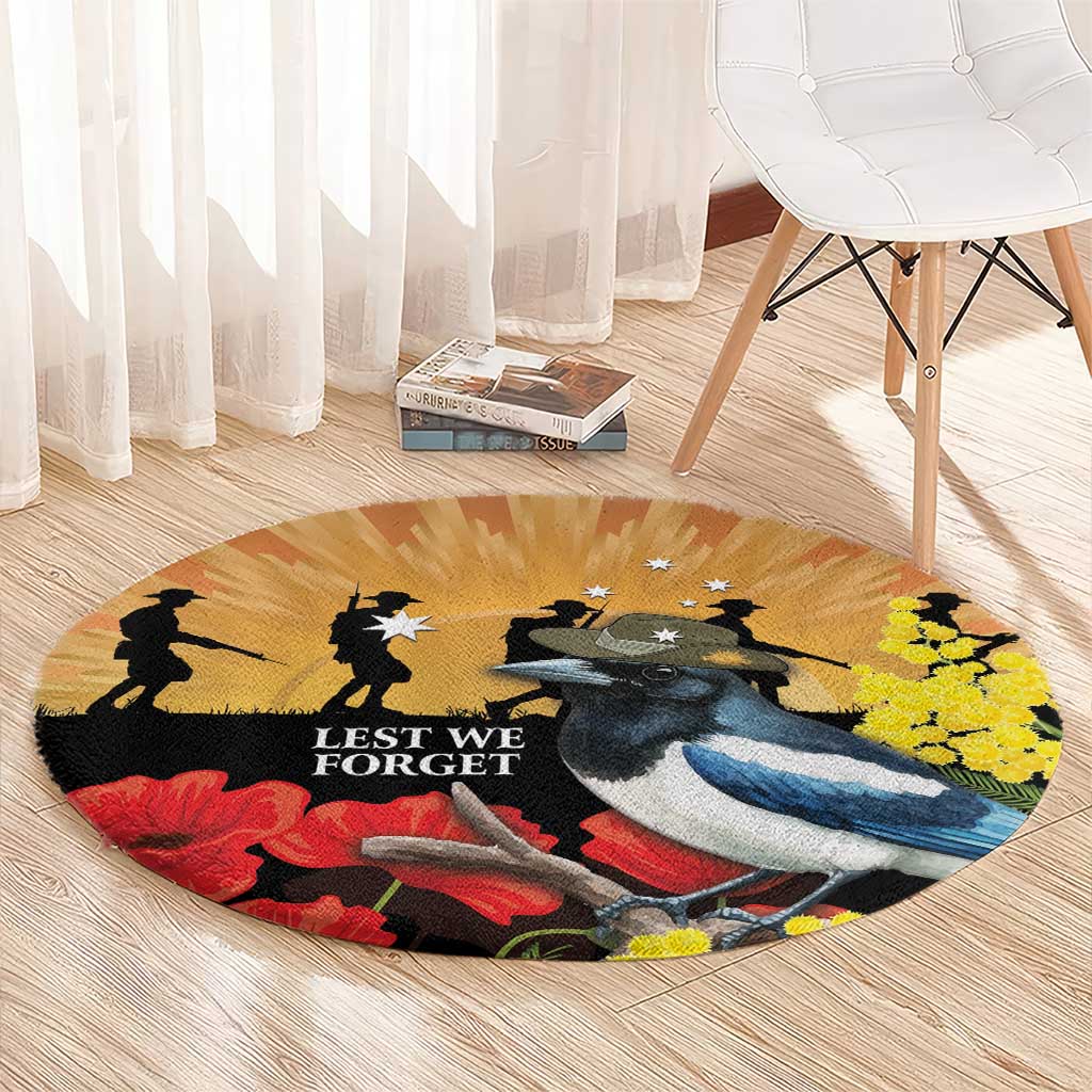 Australia Magpie ANZAC Day Round Carpet Rising Sun 25th April Poppy Golden Wattle - Aussie Hoodie