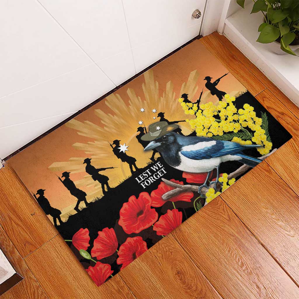 Australia Magpie ANZAC Day Rubber Doormat Rising Sun 25th April Poppy Golden Wattle - Aussie Hoodie