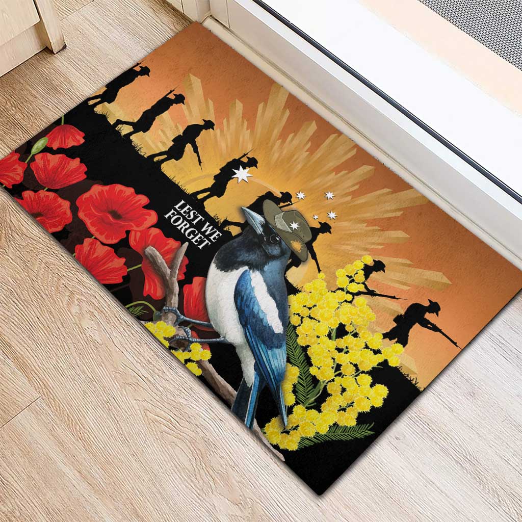 Australia Magpie ANZAC Day Rubber Doormat Rising Sun 25th April Poppy Golden Wattle - Aussie Hoodie