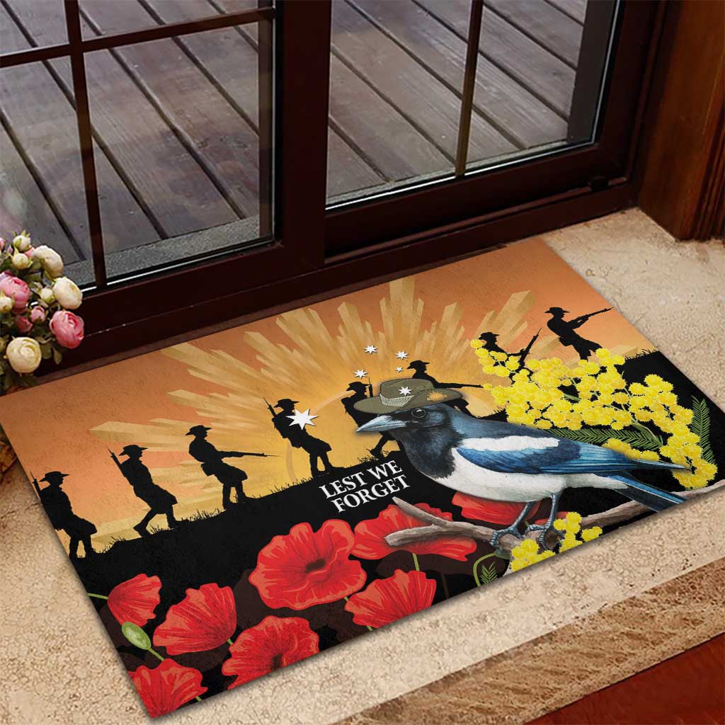 Australia Magpie ANZAC Day Rubber Doormat Rising Sun 25th April Poppy Golden Wattle - Aussie Hoodie