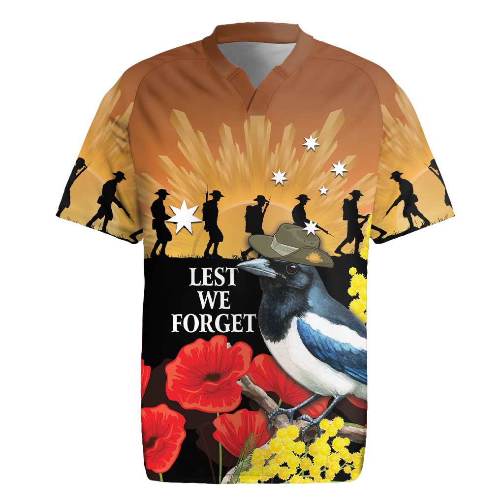 Australia Magpie ANZAC Day Rugby Jersey Rising Sun 25th April Poppy Golden Wattle - Aussie Hoodie