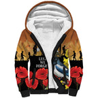 Australia Magpie ANZAC Day Sherpa Hoodie Rising Sun 25th April Poppy Golden Wattle - Aussie Hoodie