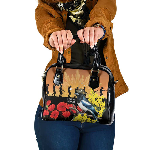 Australia Magpie ANZAC Day Shoulder Handbag Rising Sun 25th April Poppy Golden Wattle - Aussie Hoodie