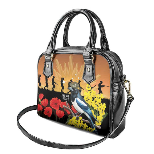 Australia Magpie ANZAC Day Shoulder Handbag Rising Sun 25th April Poppy Golden Wattle - Aussie Hoodie