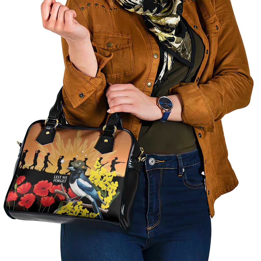Australia Magpie ANZAC Day Shoulder Handbag Rising Sun 25th April Poppy Golden Wattle - Aussie Hoodie