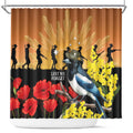 Australia Magpie ANZAC Day Shower Curtain Rising Sun 25th April Poppy Golden Wattle - Aussie Hoodie