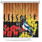 Australia Magpie ANZAC Day Shower Curtain Rising Sun 25th April Poppy Golden Wattle - Aussie Hoodie