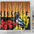 Australia Magpie ANZAC Day Shower Curtain Rising Sun 25th April Poppy Golden Wattle - Aussie Hoodie