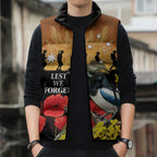 Australia Magpie ANZAC Day Sleeveless Puffer Jacket Rising Sun 25th April Poppy Golden Wattle - Aussie Hoodie