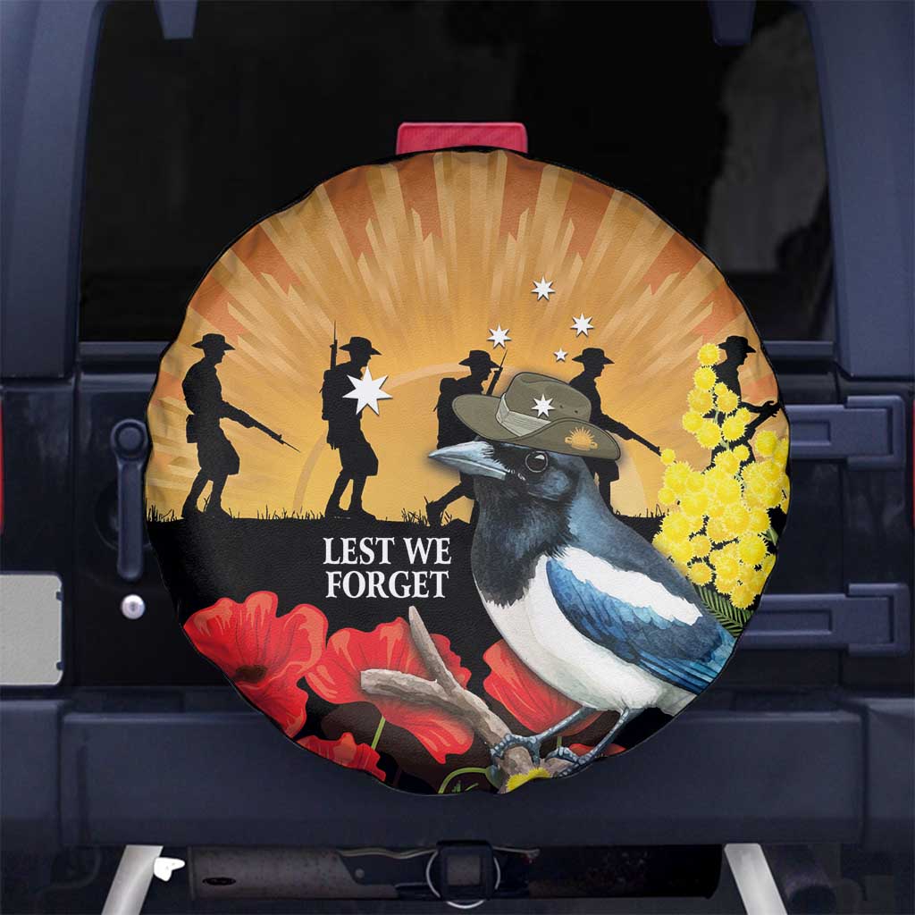 Australia Magpie ANZAC Day Spare Tire Cover Rising Sun 25th April Poppy Golden Wattle - Aussie Hoodie