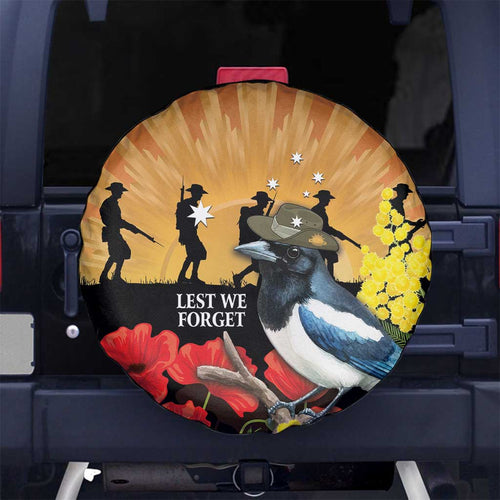 Australia Magpie ANZAC Day Spare Tire Cover Rising Sun 25th April Poppy Golden Wattle - Aussie Hoodie