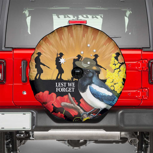Australia Magpie ANZAC Day Spare Tire Cover Rising Sun 25th April Poppy Golden Wattle - Aussie Hoodie