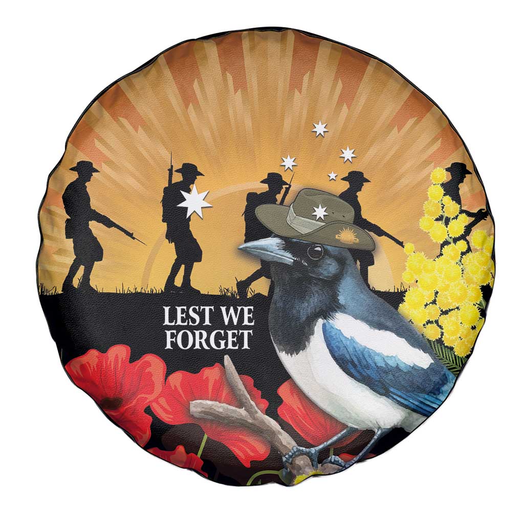 Australia Magpie ANZAC Day Spare Tire Cover Rising Sun 25th April Poppy Golden Wattle - Aussie Hoodie