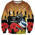 Australia Magpie ANZAC Day Sweatshirt Rising Sun 25th April Poppy Golden Wattle - Aussie Hoodie