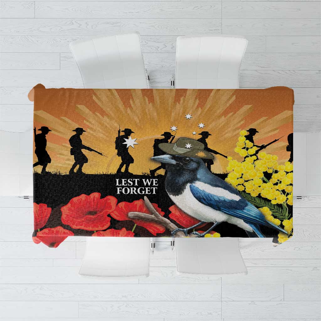 Australia Magpie ANZAC Day Tablecloth Rising Sun 25th April Poppy Golden Wattle - Aussie Hoodie