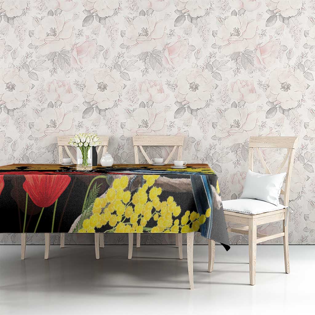 Australia Magpie ANZAC Day Tablecloth Rising Sun 25th April Poppy Golden Wattle - Aussie Hoodie