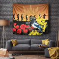 Australia Magpie ANZAC Day Tapestry Rising Sun 25th April Poppy Golden Wattle - Aussie Hoodie