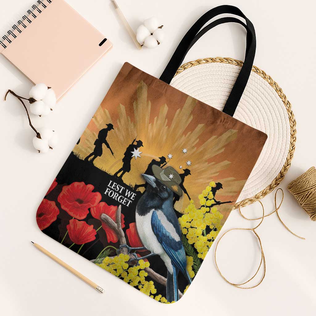 Australia Magpie ANZAC Day Tote Bag Rising Sun 25th April Poppy Golden Wattle - Aussie Hoodie