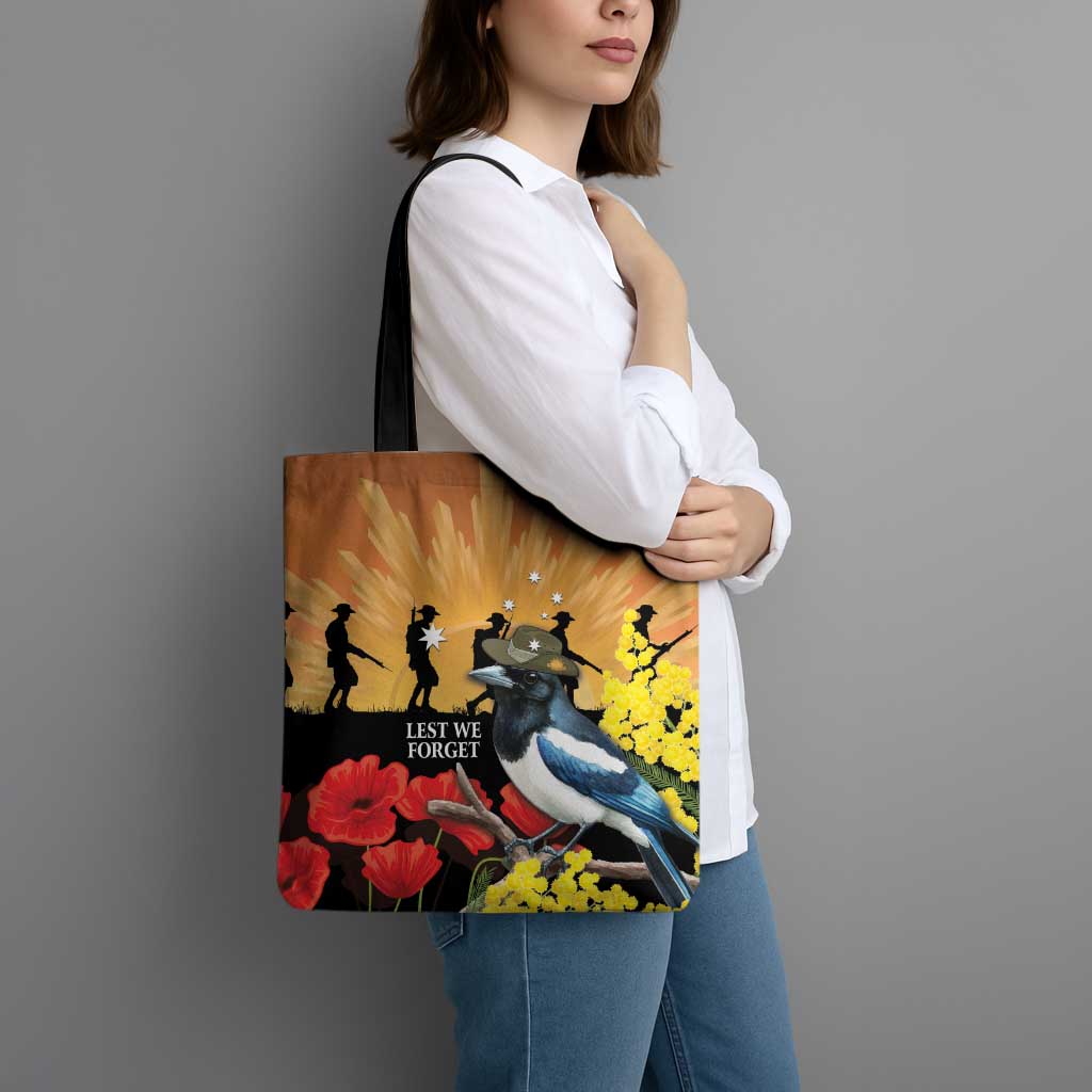 Australia Magpie ANZAC Day Tote Bag Rising Sun 25th April Poppy Golden Wattle - Aussie Hoodie