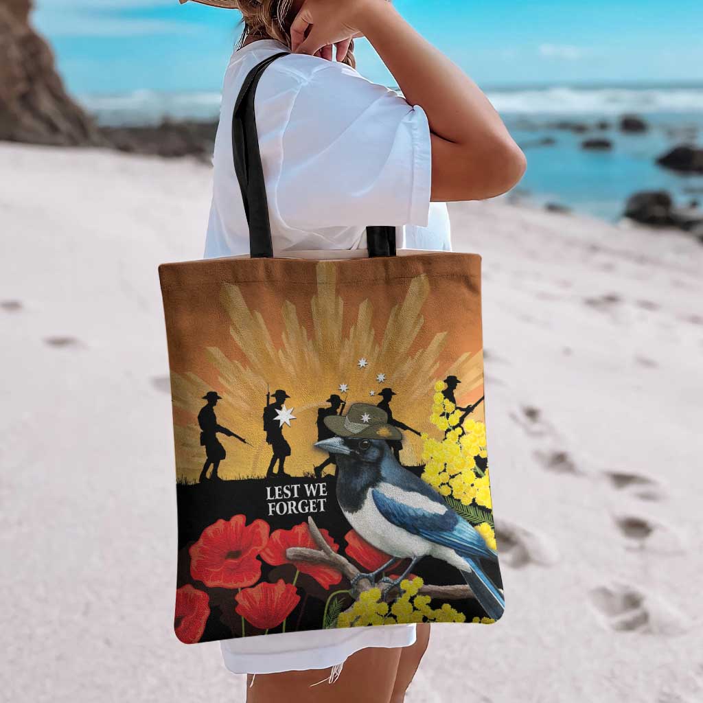 Australia Magpie ANZAC Day Tote Bag Rising Sun 25th April Poppy Golden Wattle - Aussie Hoodie